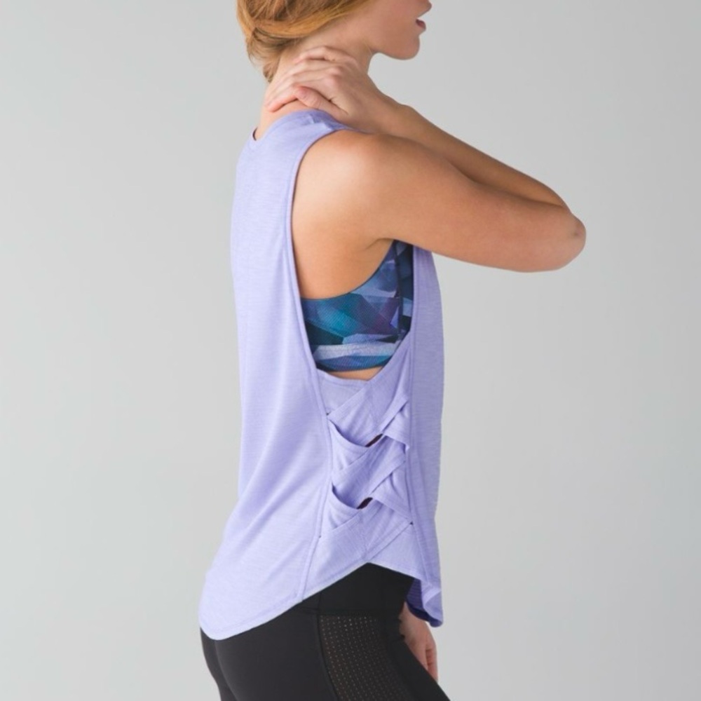Lululemon Var-City Muscle Tank Heathered Lilac Lavender Light Purple Sz 8